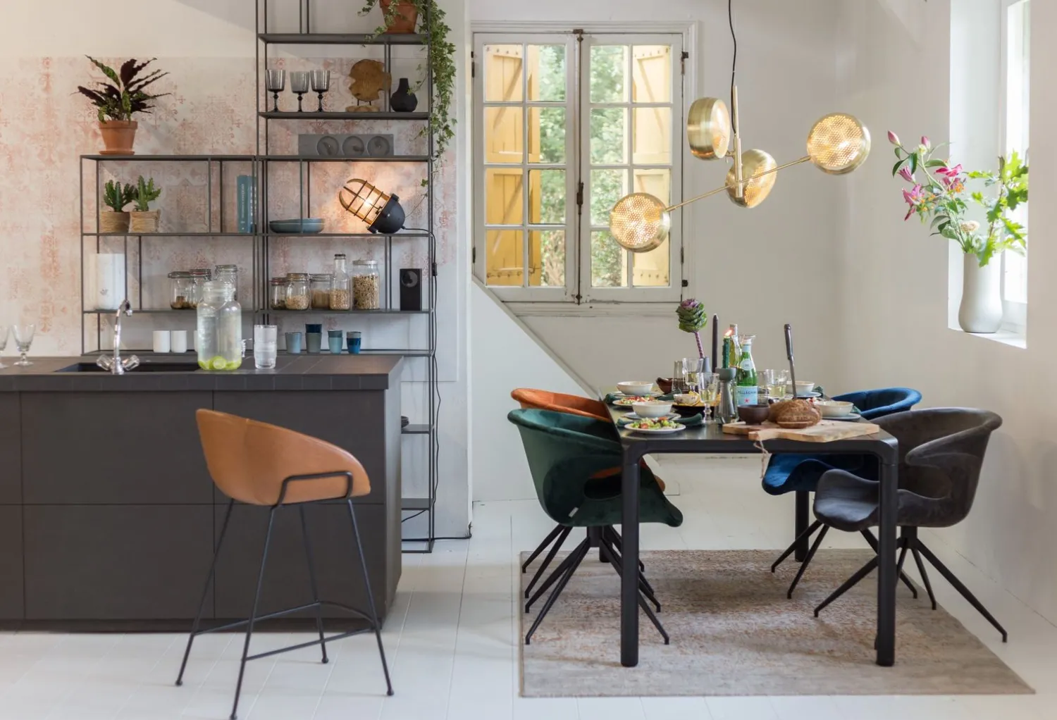 Eetkamerstoelen Met Armleuning-Zuiver Mia (set van 2) Eetkamerstoel Blue