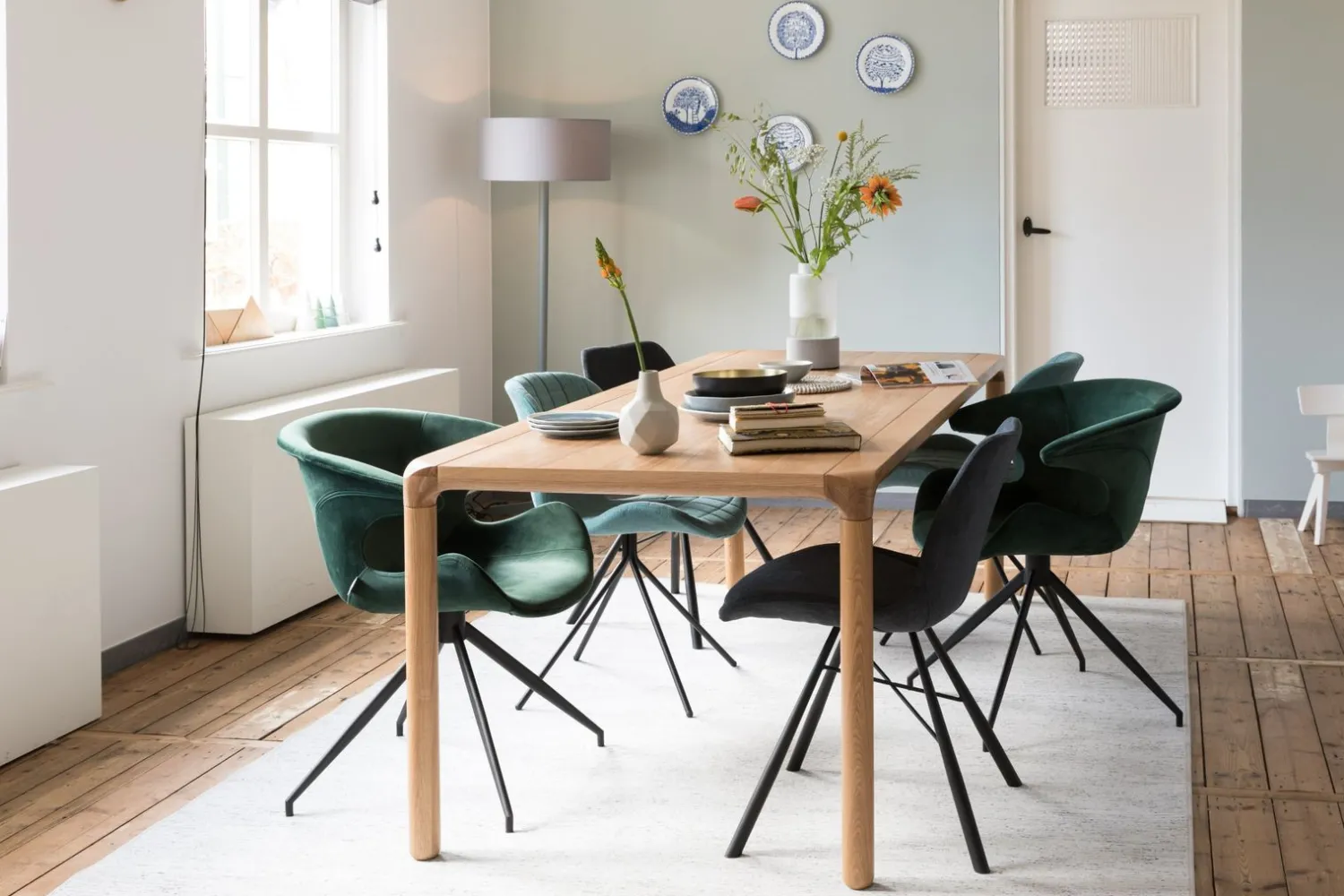 Eetkamerstoelen Met Armleuning-Zuiver Mia (set van 2) Eetkamerstoel Green