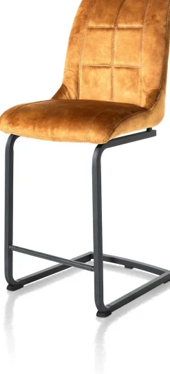 Stoffen Barkrukken-Henders en Hazel Mischa Vierkant Barstoel Okergeel