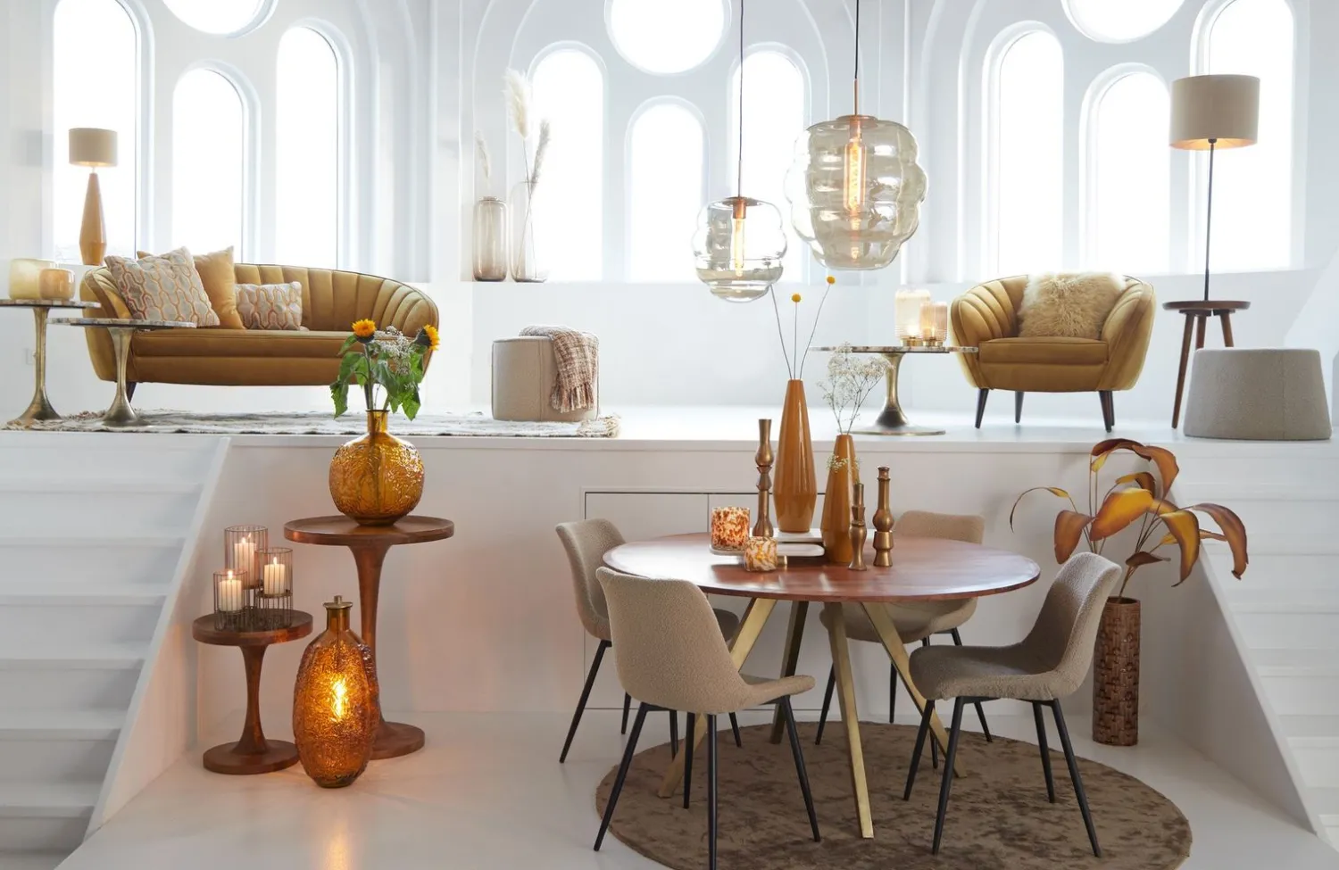 Glazen Hanglampen|Glazen Hanglampen-Trendhopper Misty Hanglamp Goud, Cognac
