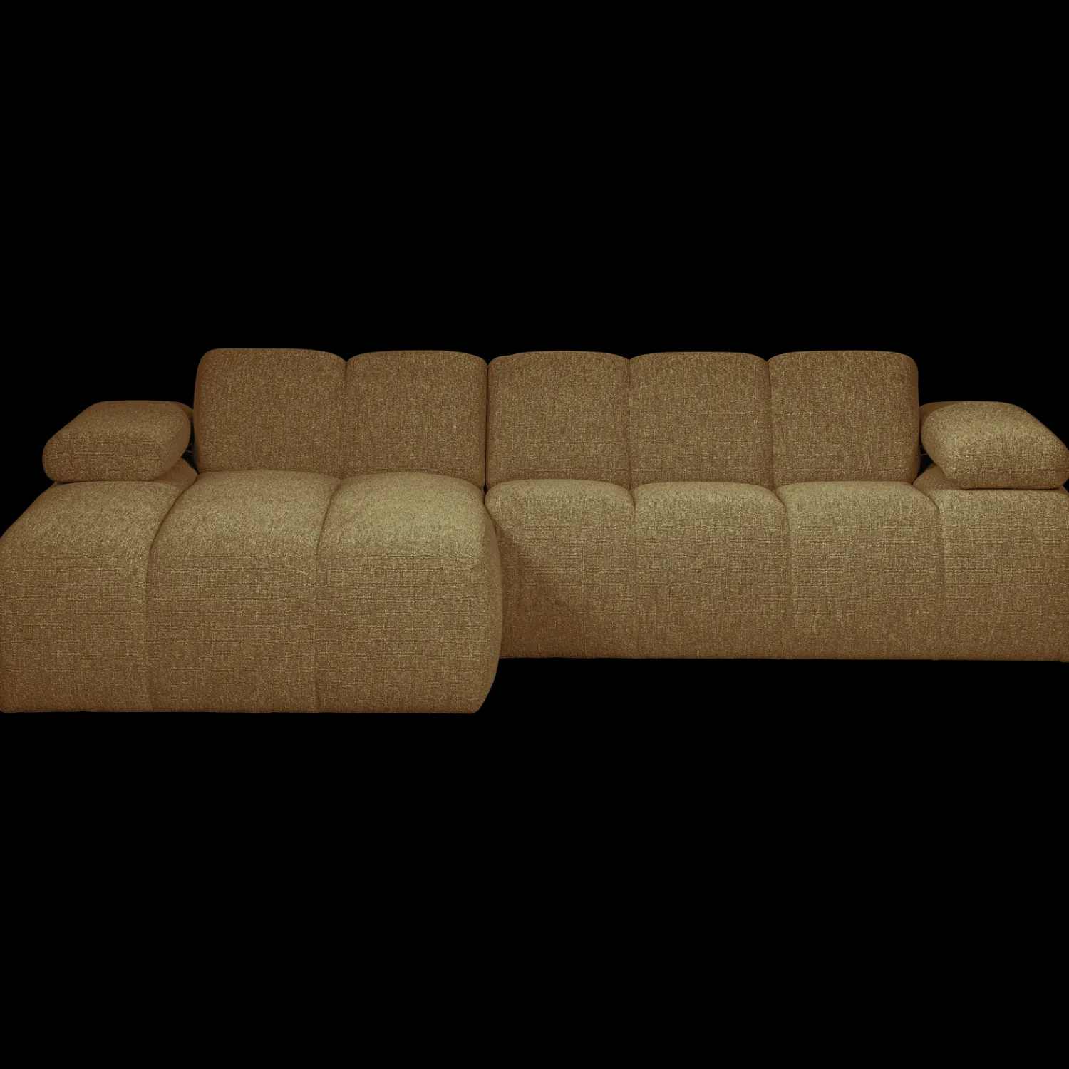 Elementenbanken-WOOOD Mojo Bouclé Chaise Longue Bank Yellow, Brown Melange