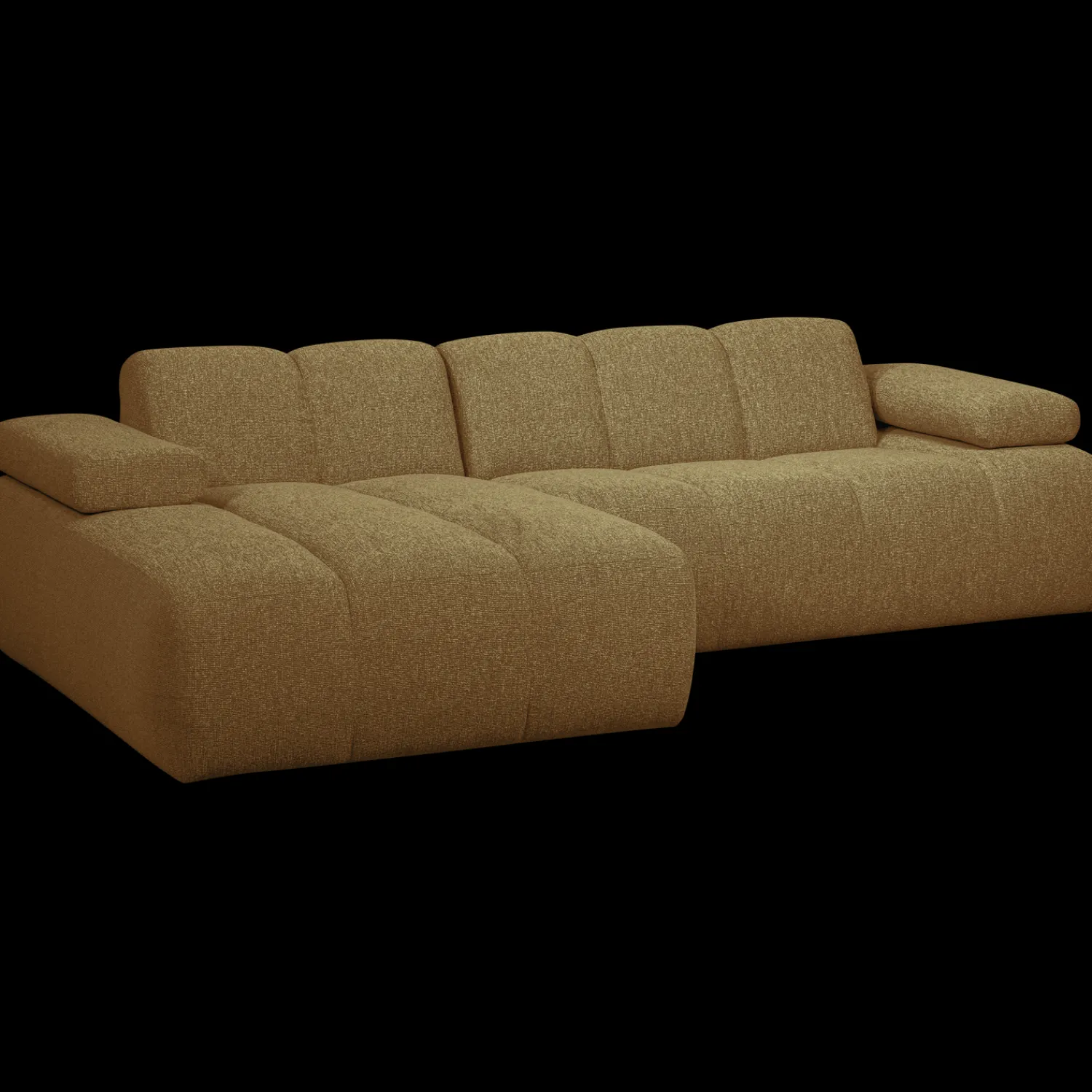 Elementenbanken-WOOOD Mojo Bouclé Chaise Longue Bank Yellow, Brown Melange