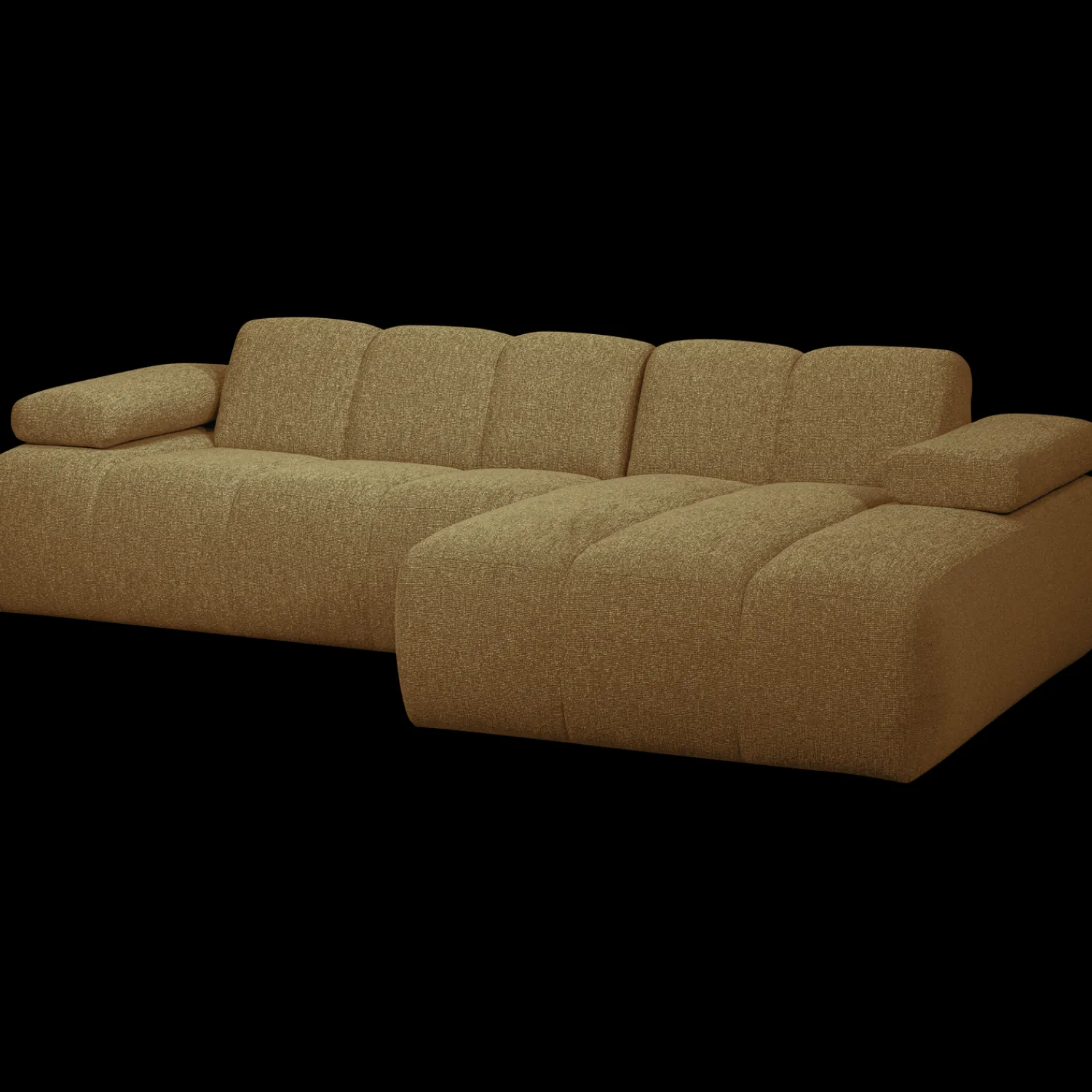 Elementenbanken-WOOOD Mojo Bouclé Chaise Longue Bank Yellow, Brown Melange