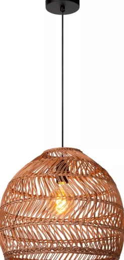 Hanglampen|Hanglampen-Lucide Moloko Hanglamp Okergeel, Bruin