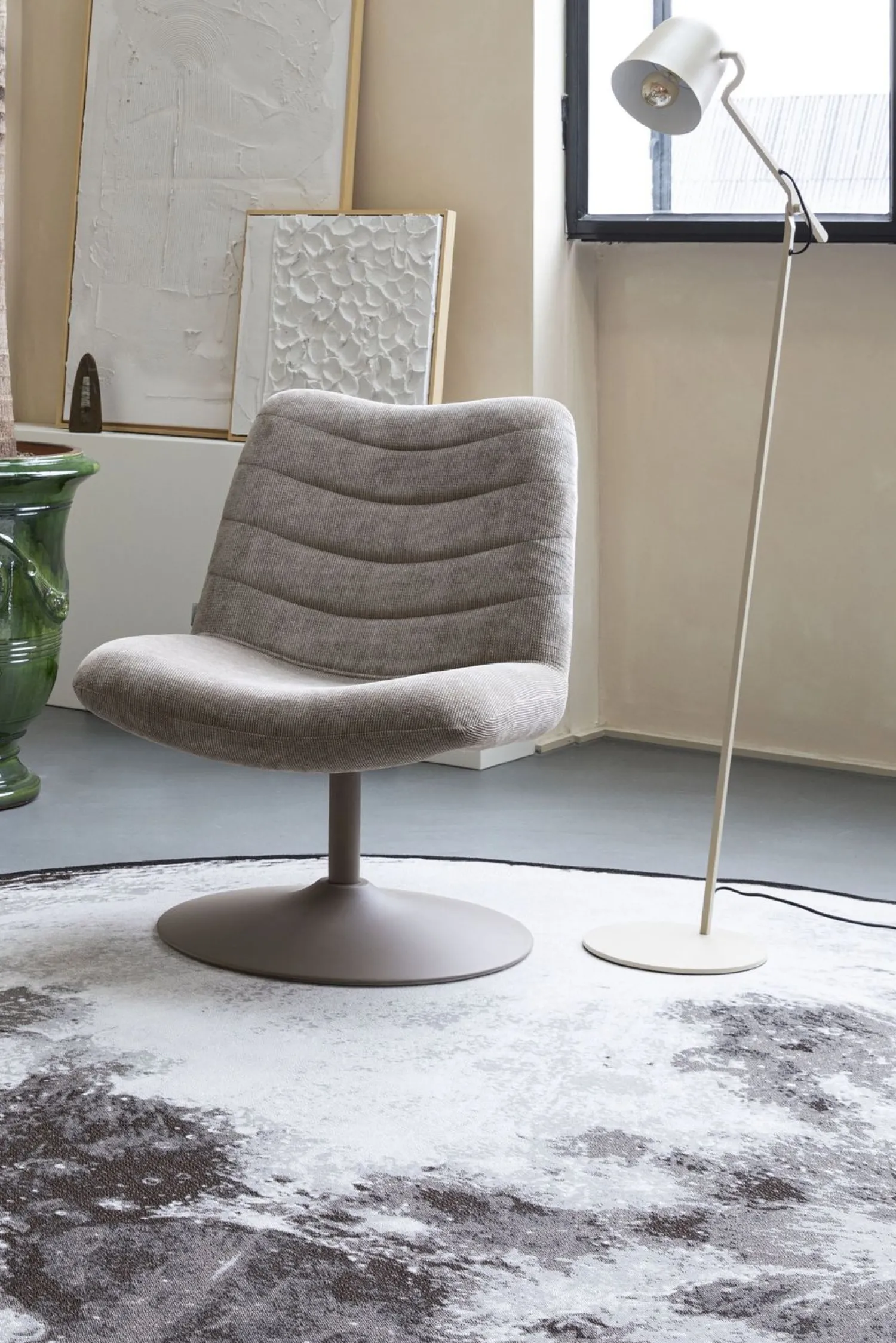 Vloerkleden|Ronde Vloerkleden-Zuiver Moon Vloerkleed Stone Grey