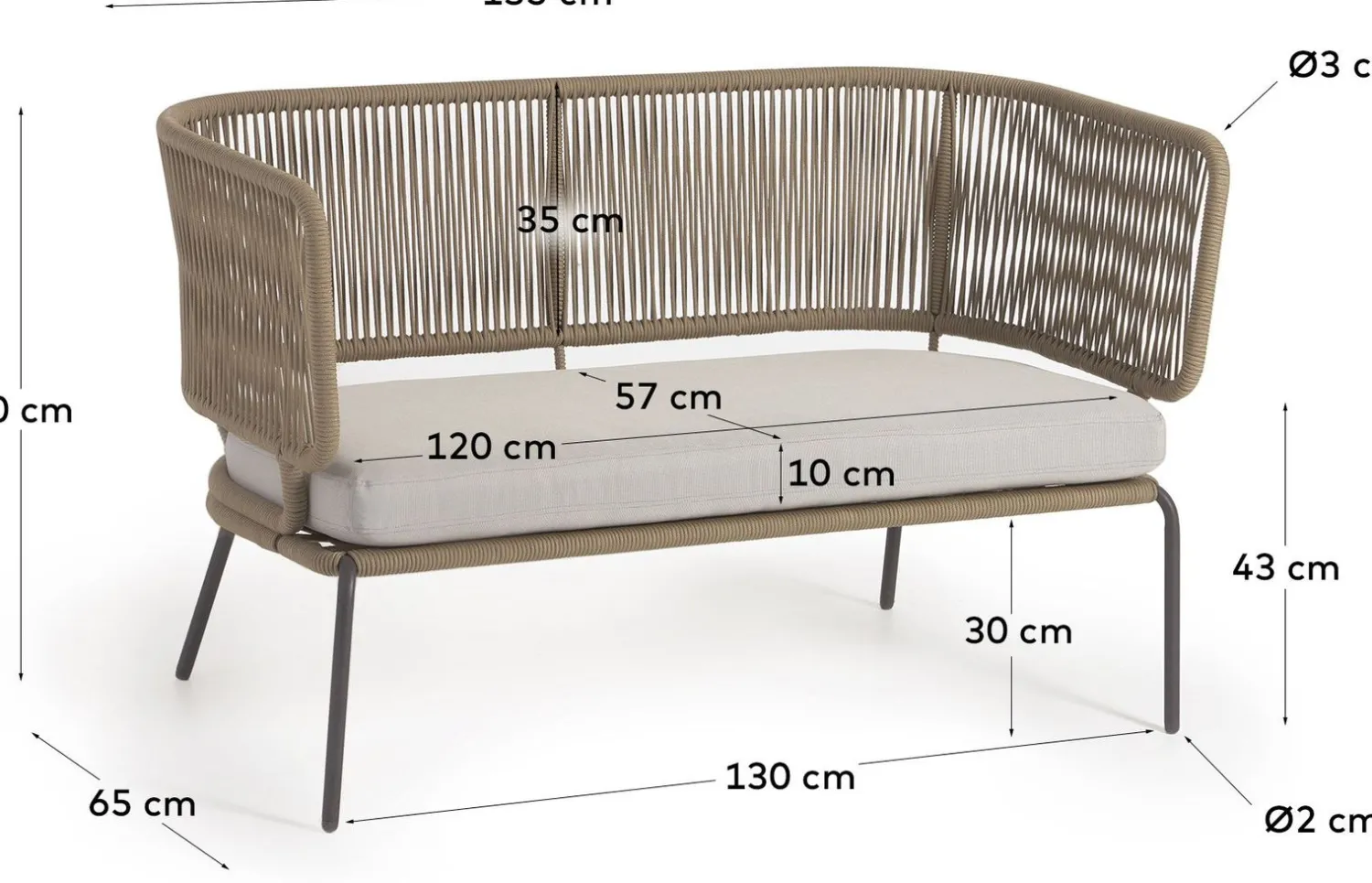 Tuinbanken-Kave Home Nadin Tuinbank Beige, Naturel