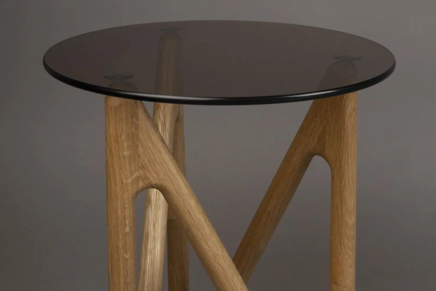 Glazen Bijzettafels|Ronde Bijzettafels-Dutchbone Naia Bijzettafel Walnut