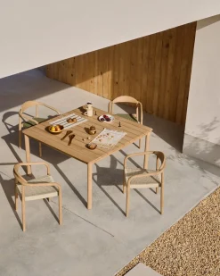Tuinstoelen|Eetkamerstoelen Met Armleuning-Kave Home Nina Tuinstoel Naturel, Beige
