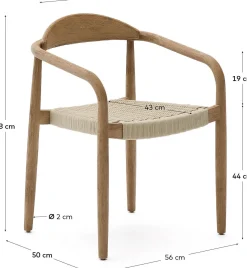 Tuinstoelen|Eetkamerstoelen Met Armleuning-Kave Home Nina Tuinstoel Naturel, Beige