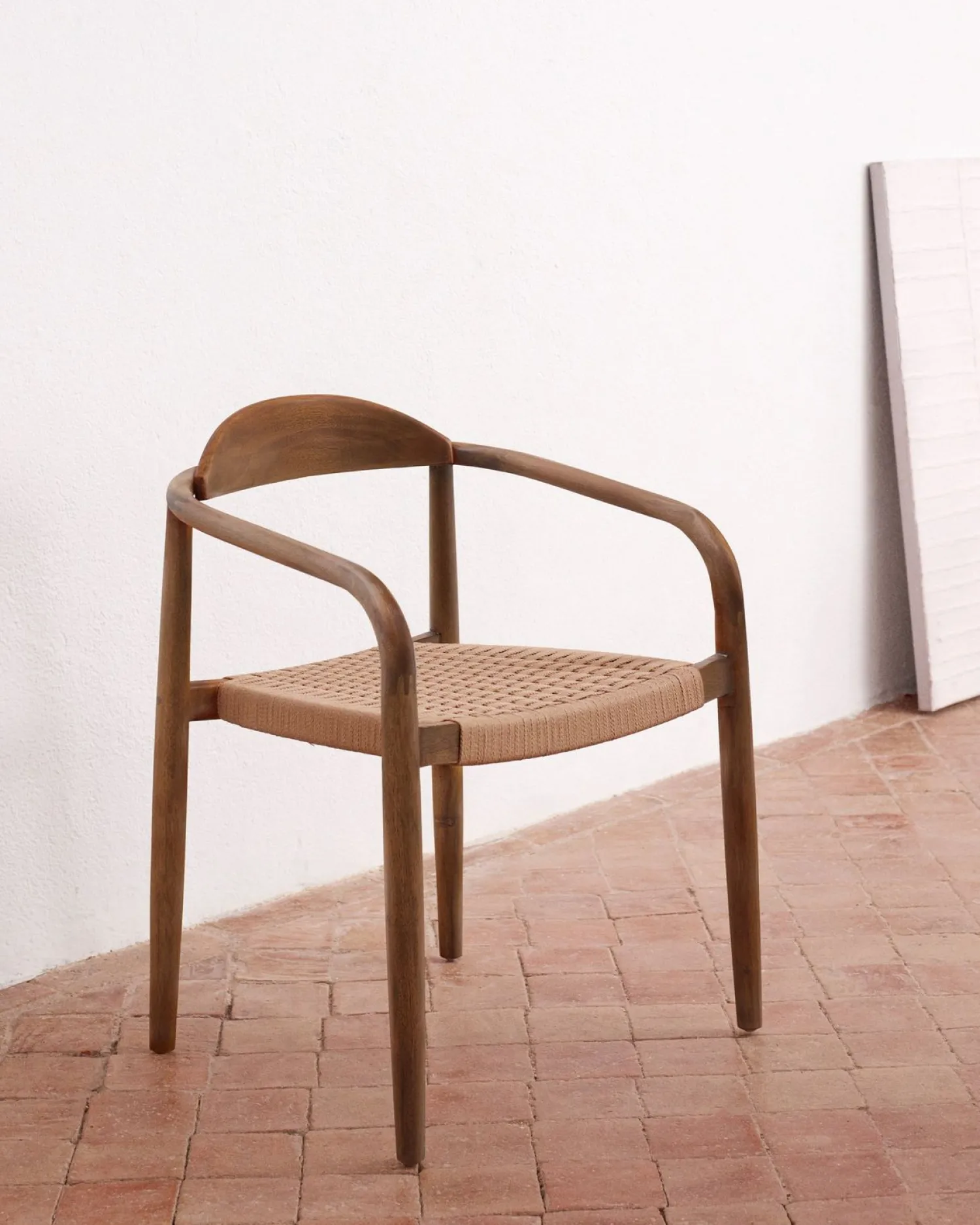Tuinstoelen|Eetkamerstoelen Met Armleuning-Kave Home Nina Tuinstoel Bruin, Beige