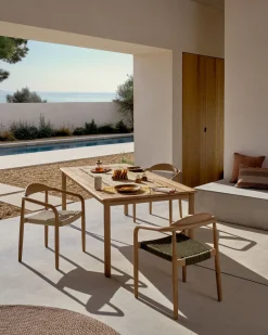 Tuinstoelen-Kave Home Nina Tuinstoel Groen, Naturel