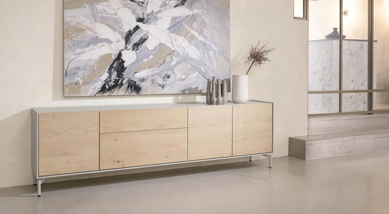 Dressoirs-XOOON Niora Dressoir Naturel, Silk Grey