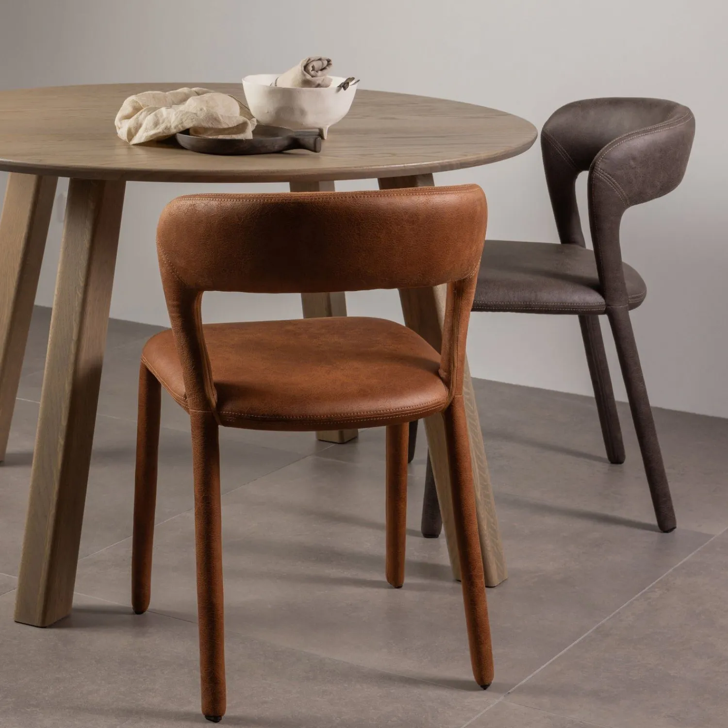 Eetkamerstoelen Zonder Armleuning-WOOOD Noble Eetkamerstoel Cognac