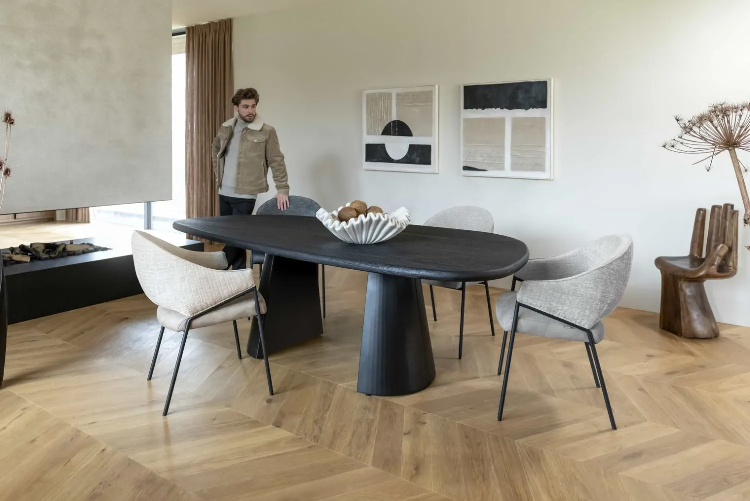Eetkamerstoelen Met Armleuning-XOOON Nolan Eetkamerstoel Creme