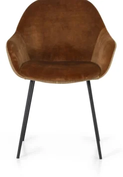 Kuipstoelen|Eetkamerstoelen Met Armleuning-Montèl Nora Eetkamerstoel Cognac, Ocre