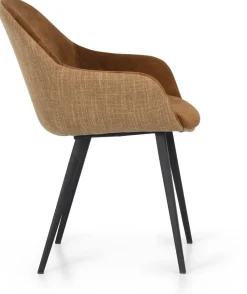 Kuipstoelen|Eetkamerstoelen Met Armleuning-Montèl Nora Eetkamerstoel Cognac, Ocre