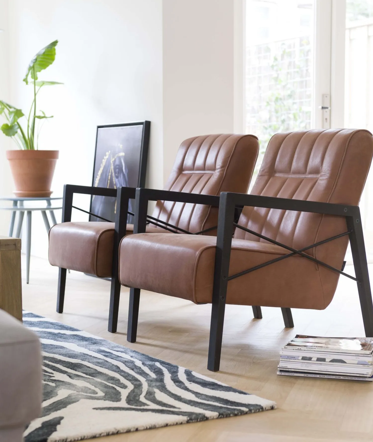 Leren Fauteuils-Henders en Hazel Northon Fauteuil Cognac
