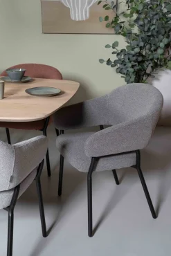 Eetkamerstoelen Met Armleuning-Movani Nour Armstoel Leem Bruin