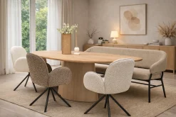 Stoffen Eetkamerbanken-Movani Nour Eetkamerbank Beige