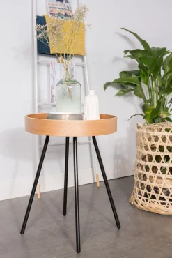 Ronde Bijzettafels-Zuiver Oak Tray Bijzettafel
