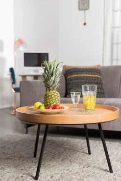 Ronde Bijzettafels-Zuiver Oak Tray Salontafel