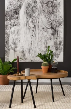 Ronde Bijzettafels-Zuiver Oak Tray Salontafel