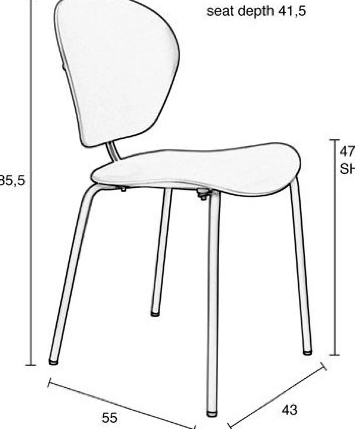 Eetkamerstoelen Zonder Armleuning-Zuiver Ocean (set van 2) Eetkamerstoel Coconut Milk
