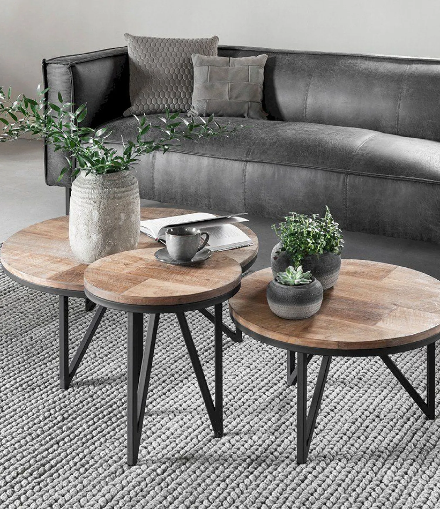 Ronde Bijzettafels|Industriële Bijzettafels-DTP Home Odeon Bijzettafel Bruin
