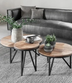 Ronde Bijzettafels|Industriële Bijzettafels-DTP Home Odeon Bijzettafel Bruin