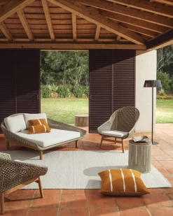 Tuinstoelen-Kave Home Olbia Ligstoel Groen, Beige