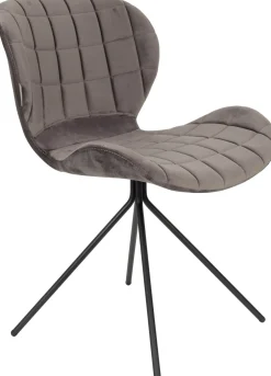 Eetkamerstoelen Zonder Armleuning-Zuiver OMG velvet (set van 2) Eetkamerstoel Grey