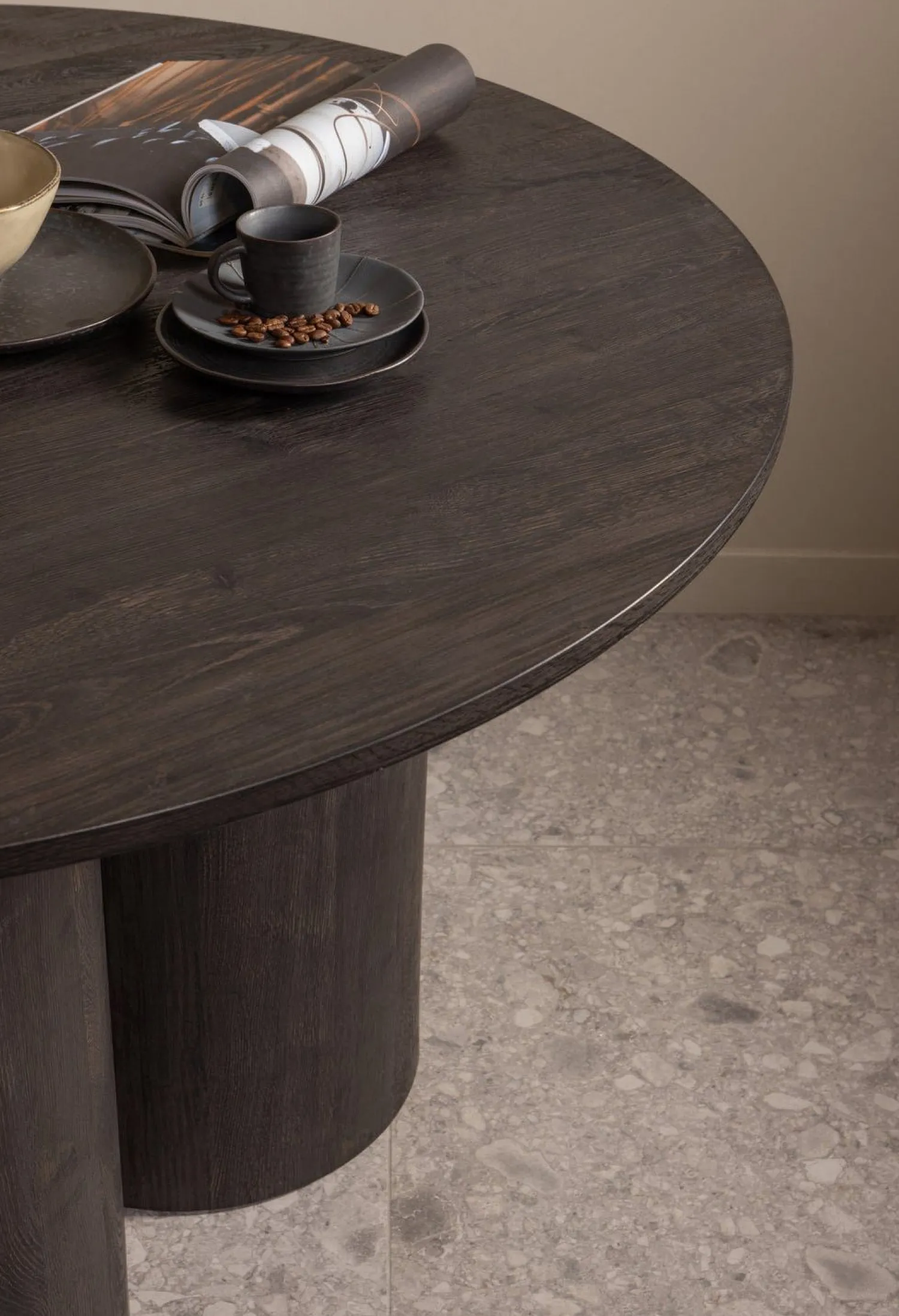 Ronde Eettafels-WOOOD Oona Eettafel Dark Brown