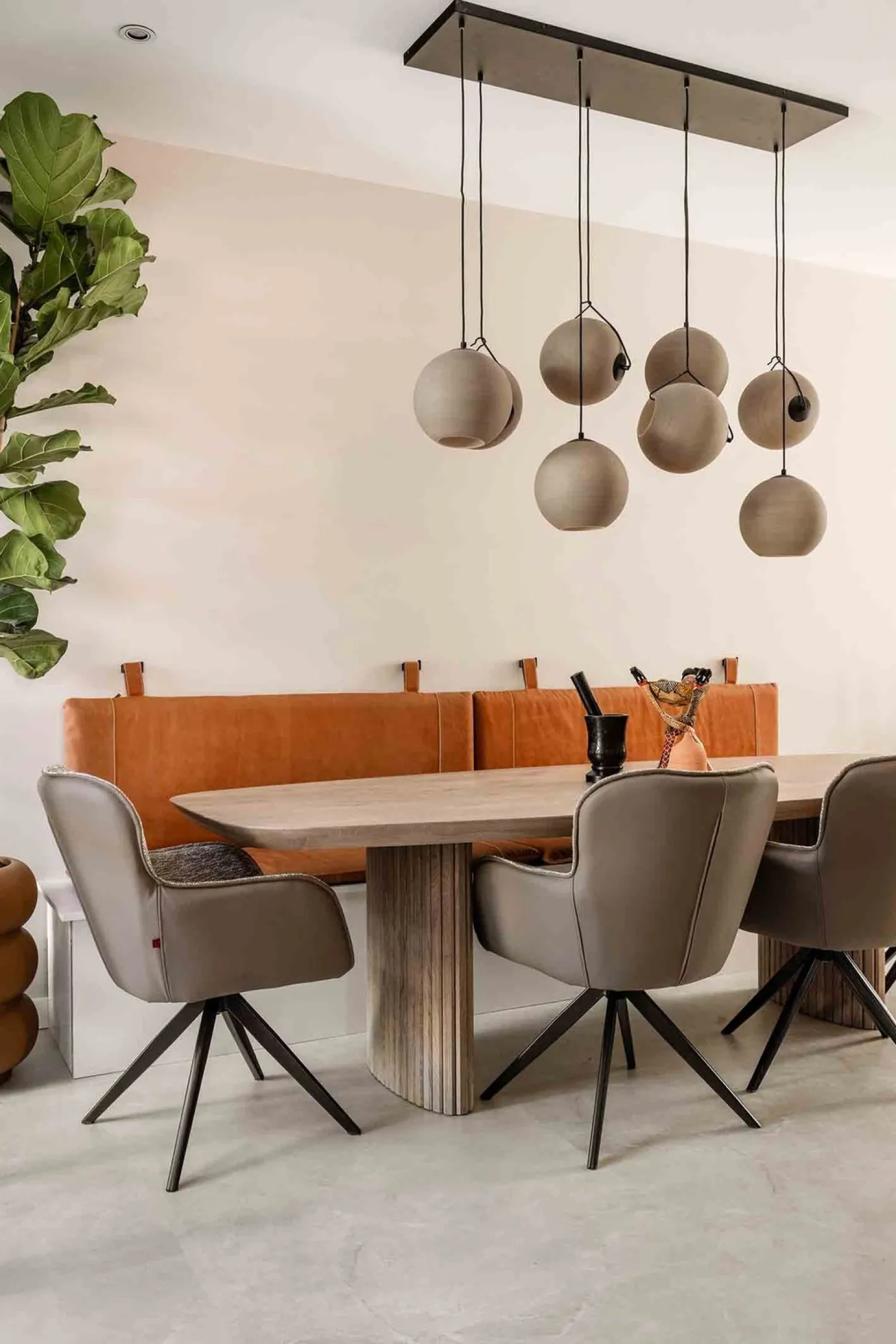 Glazen Hanglampen|Glazen Hanglampen-Eijerkamp Collectie Orb Saturn Hanglamp Zwart, Taupe