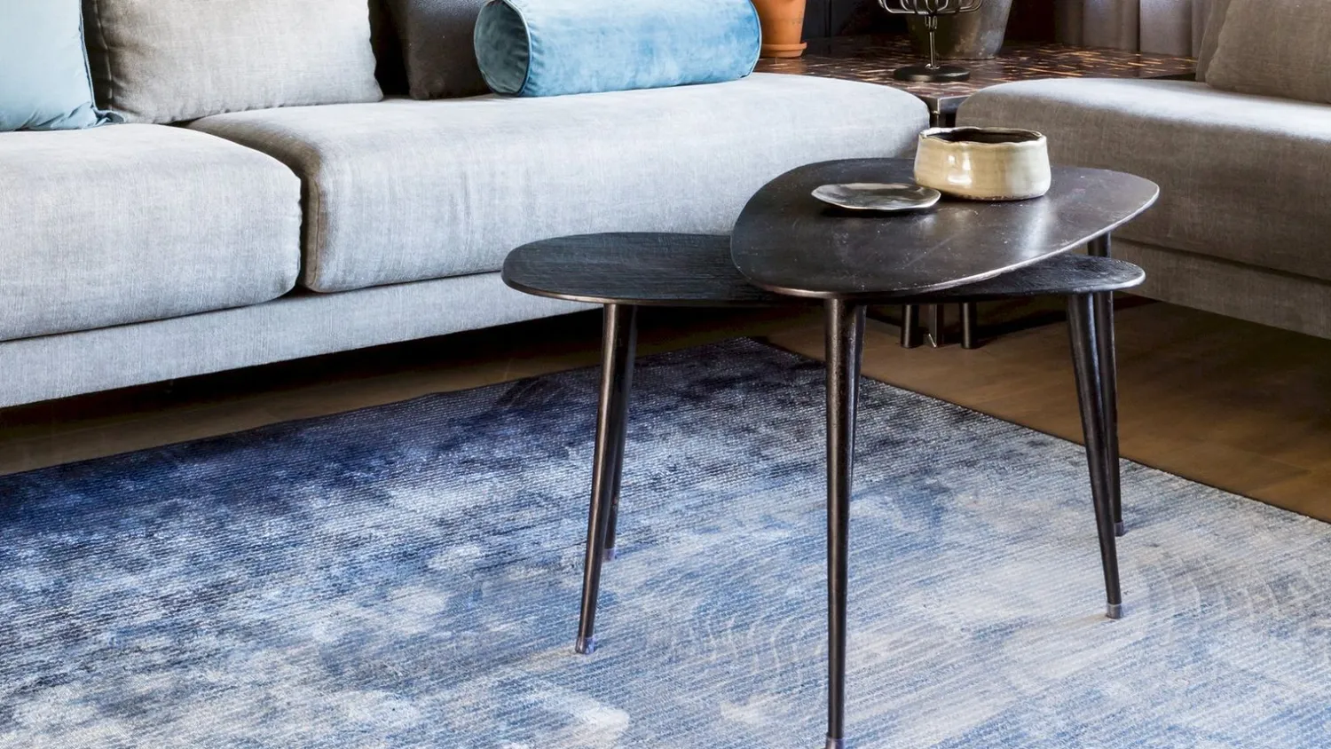 Houten Salontafels|Organische Salontafels-DTP Home Organus Salontafelset Zwart