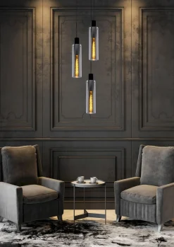 Glazen Hanglampen|Glazen Hanglampen-Lucide Orlando Hanglamp Zwart