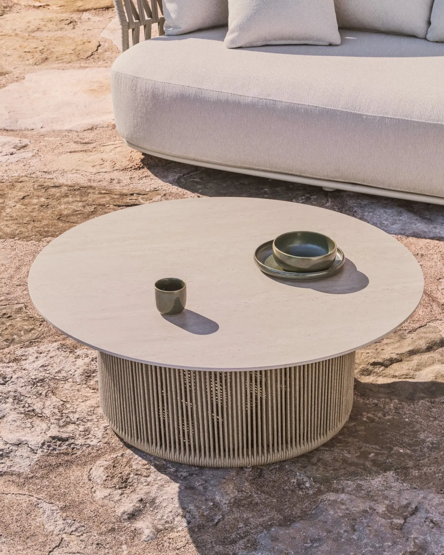 Tuintafels-Kave Home Orosei Outdoor Salontafel Ecru, Beige, Naturel