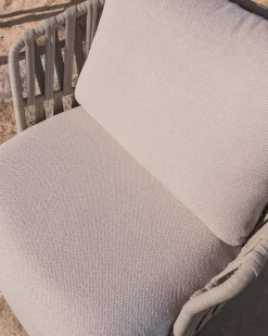 Tuinstoelen-Kave Home Osani Outdoor Fauteuil Ecru, Taupe