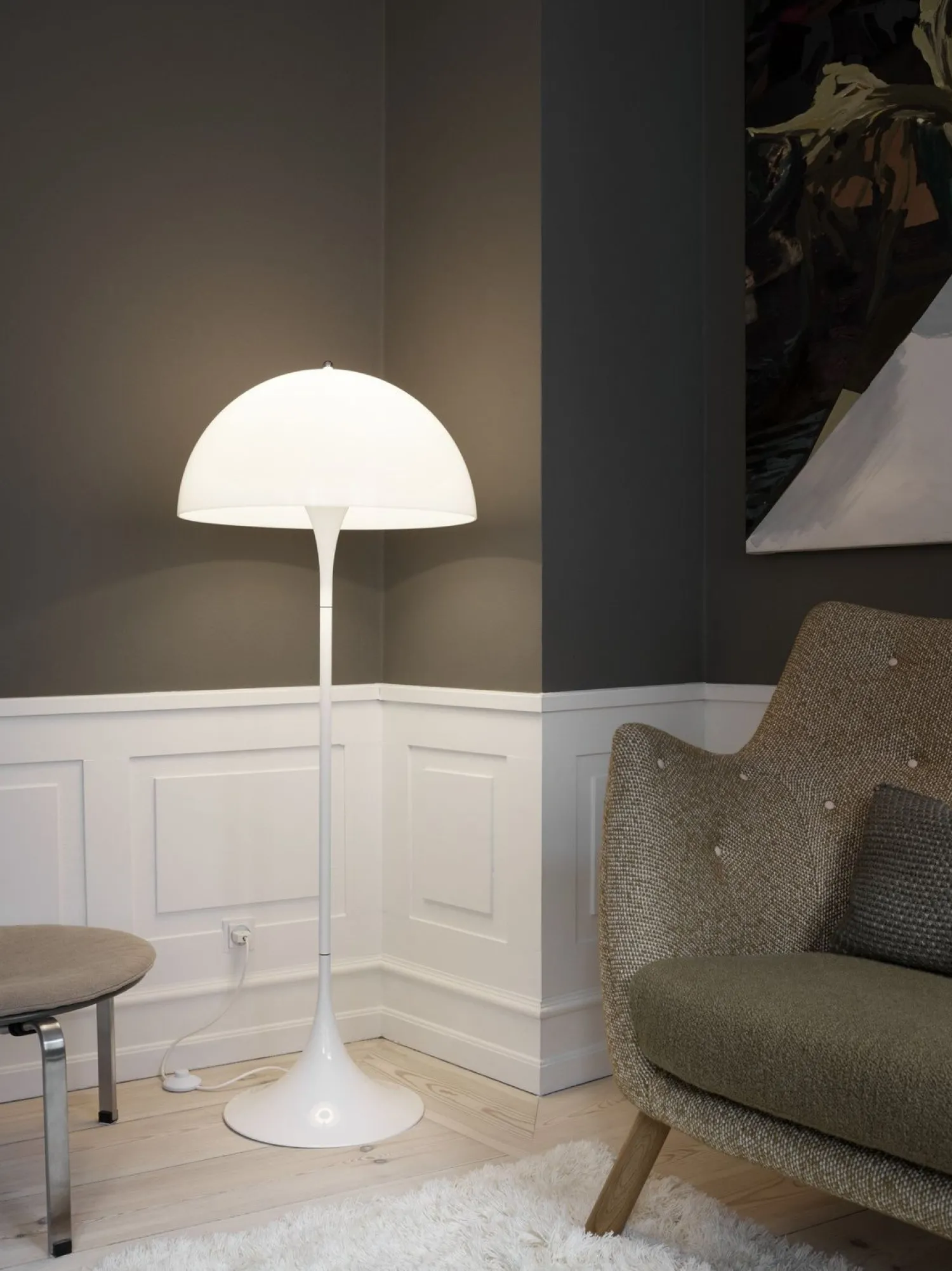 Design Vloerlampen|Vloerlampen-Louis Poulsen Panthella Vloerlamp White Opal