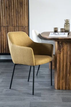 Eetkamerstoelen Met Armleuning-Eleonora Paul Armstoel Mosterd