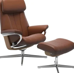 Leren Fauteuils|Draaifauteuils-Stressless Paul Relaxfauteuil + Hocker Chocolate