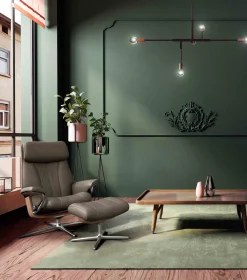 Leren Fauteuils|Draaifauteuils-Stressless Paul Relaxfauteuil + Hocker Chocolate