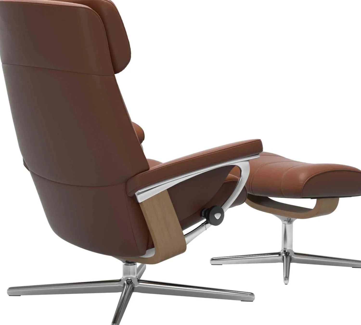 Leren Fauteuils|Draaifauteuils-Stressless Paul Relaxfauteuil + Hocker Chocolate