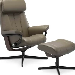 Leren Fauteuils|Draaifauteuils-Stressless Paul Relaxfauteuil + Hocker Chocolate