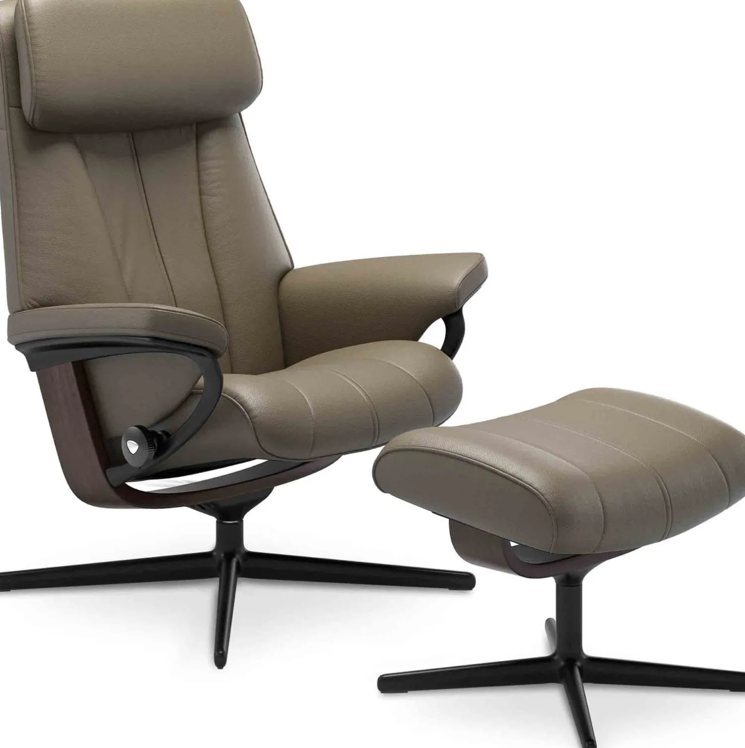 Leren Fauteuils|Draaifauteuils-Stressless Paul Relaxfauteuil + Hocker Chocolate