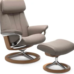 Leren Fauteuils|Draaifauteuils-Stressless Paul Relaxfauteuil + Hocker Chocolate