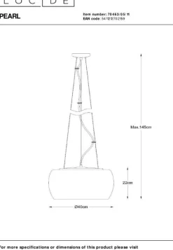 Glazen Hanglampen|Glazen Hanglampen-Lucide Pearl Hanglamp Chroom