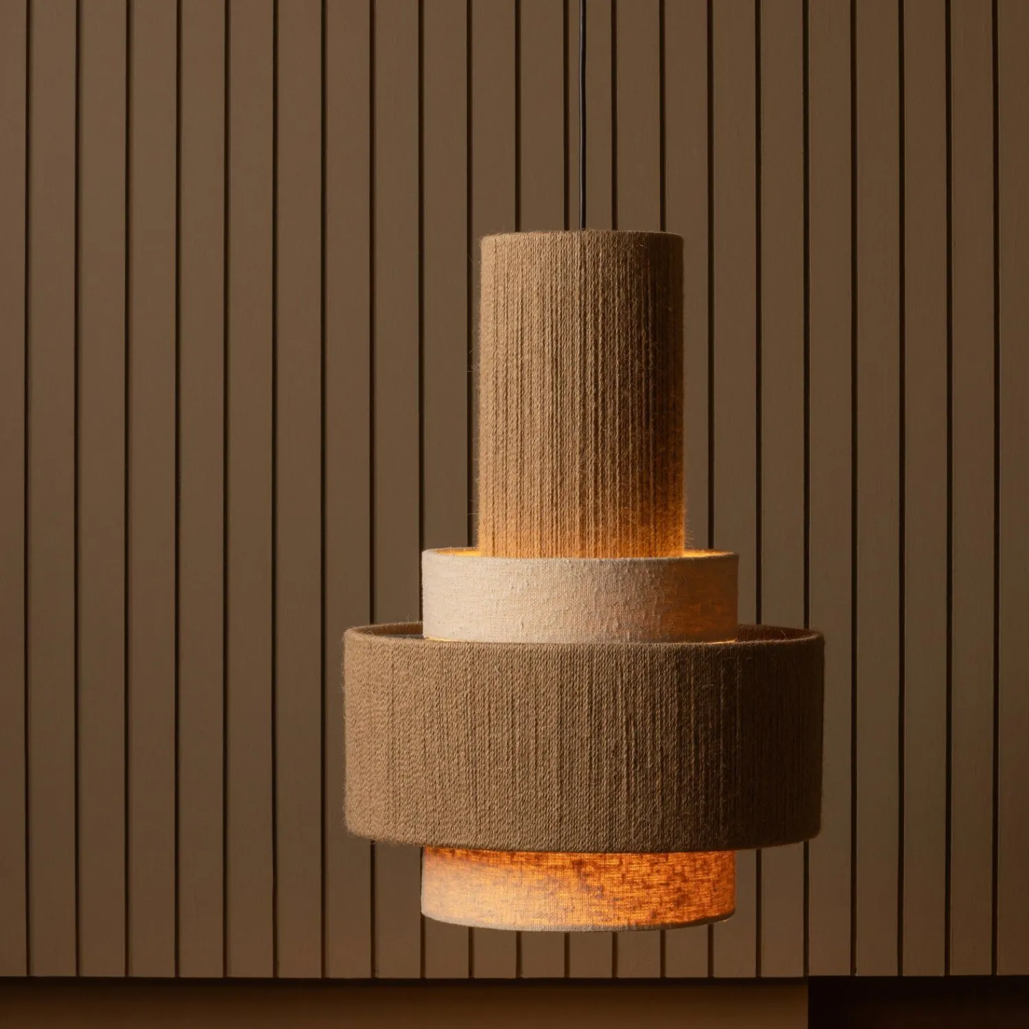 Hanglampen|Hanglampen-WOOOD Pelle Hanglamp Naturel
