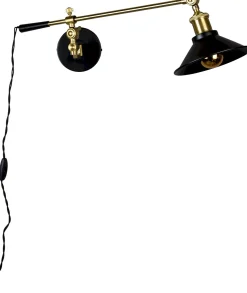 Industriële Wandlampen|Wandlampen-Dutchbone Penelope Wandlamp Black