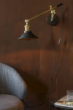 Industriële Wandlampen|Wandlampen-Dutchbone Penelope Wandlamp Black