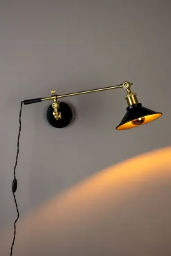 Industriële Wandlampen|Wandlampen-Dutchbone Penelope Wandlamp Black